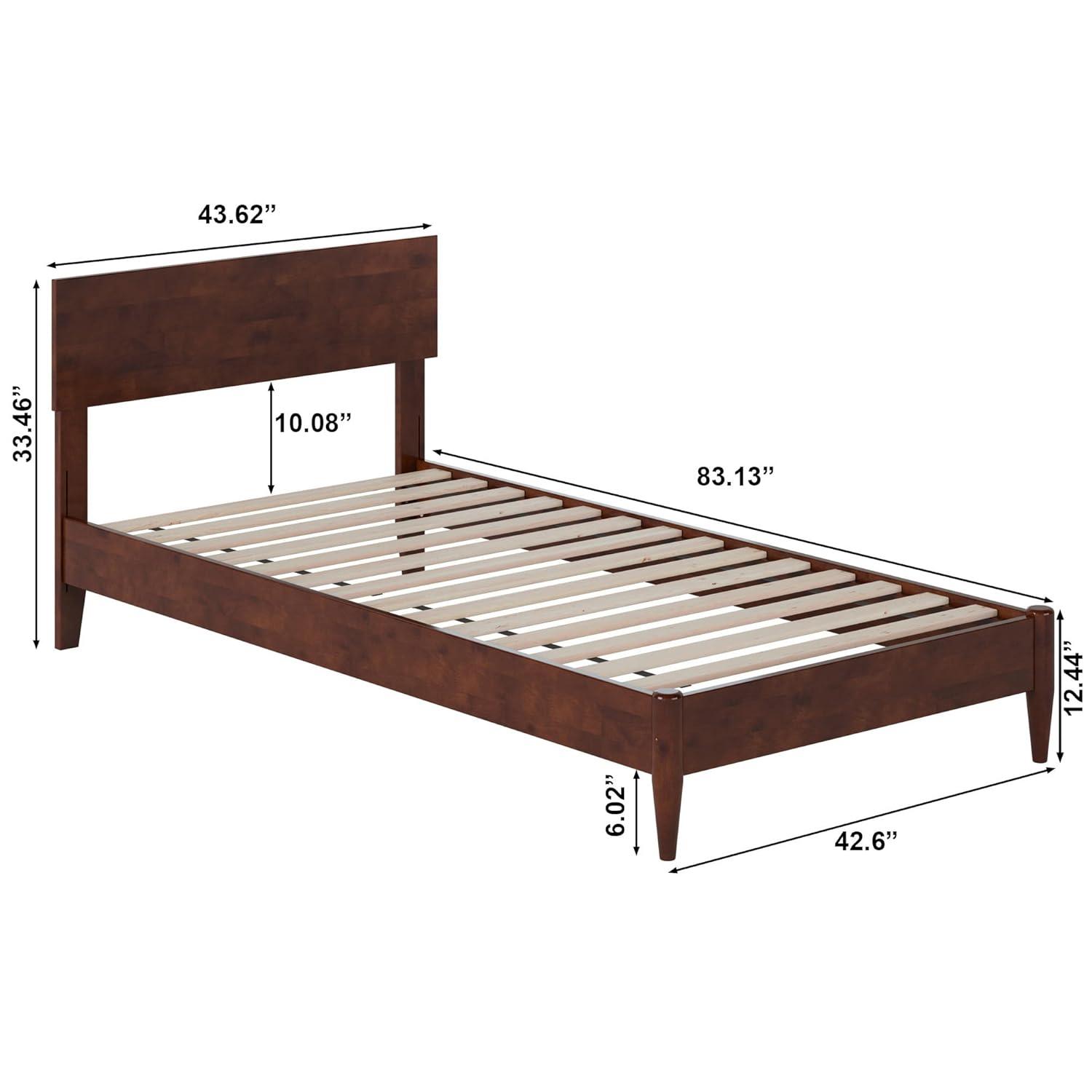 AFI Aria Queen Modern Solid Wood Low Profile Platform Bed, Walnut