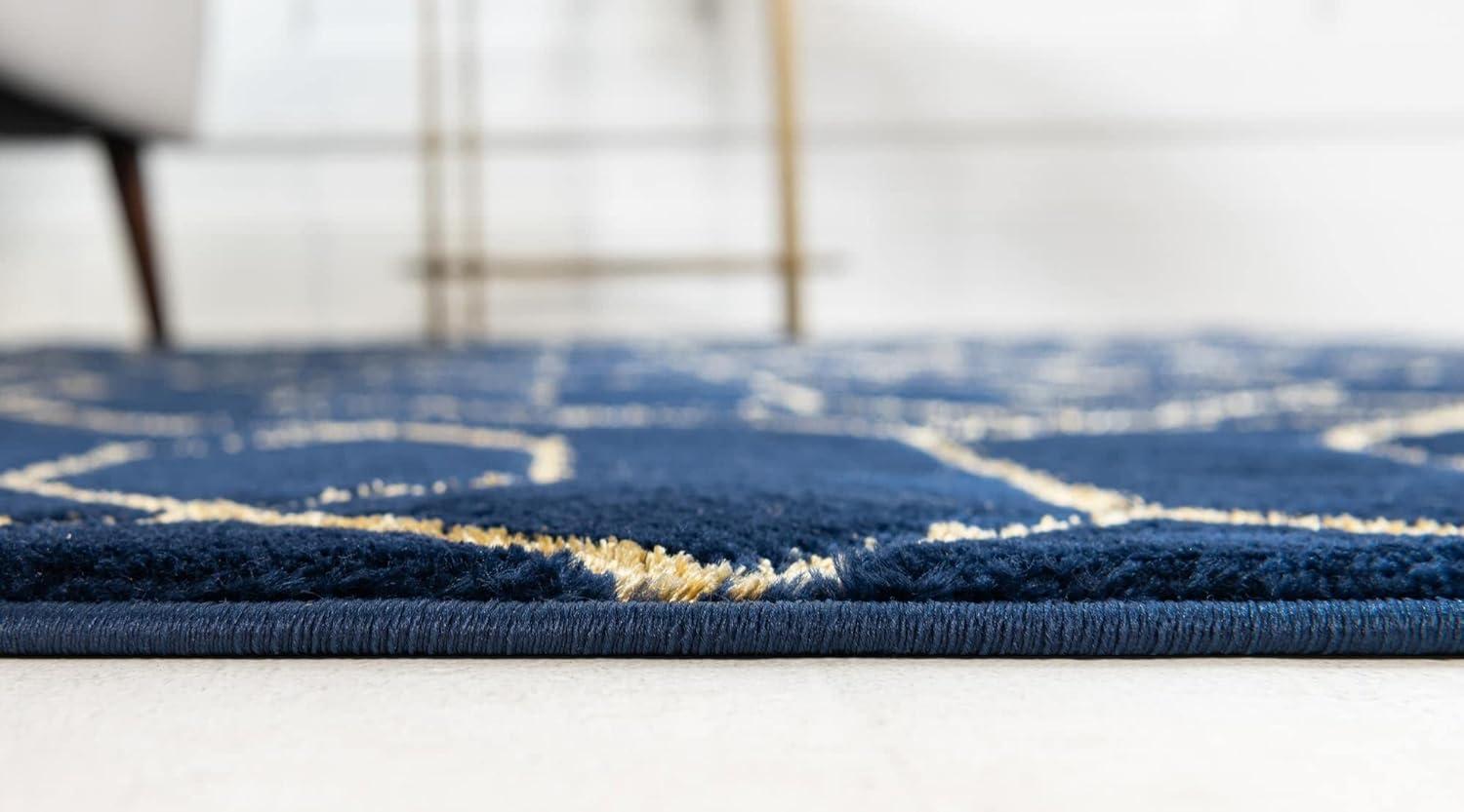 Glam Navy Blue Gold Area Rug