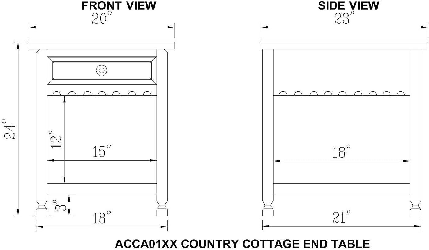 Rustic Cottage End Table - Rustic Antique Finish - Alaterre