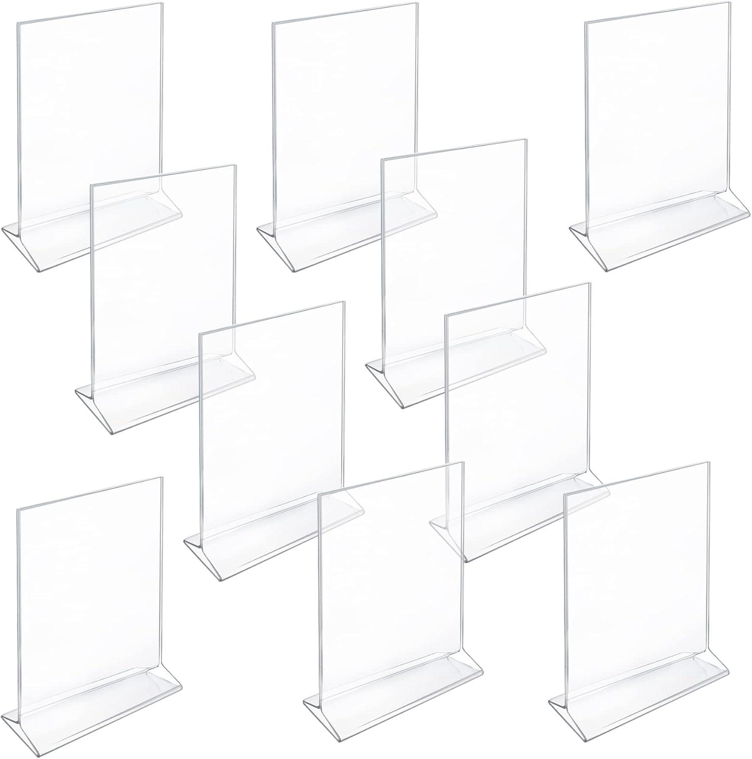 Azar Displays Top Loading Clear Acrylic T-Frame Sign Holder 5.5" Wide x 8.5'' High-Vertical, 10-Pack (Set of 10)