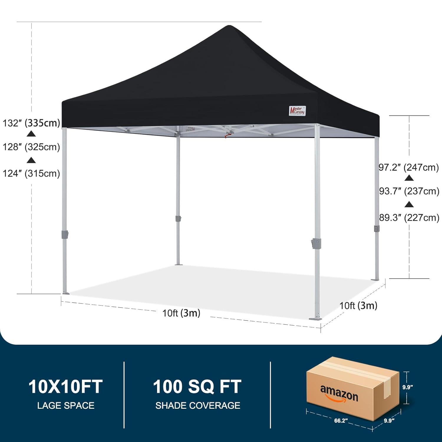 MASTERCANOPY Pop Up Canopy Tent Commercial Grade 10x10 Instant Shelter (Black)