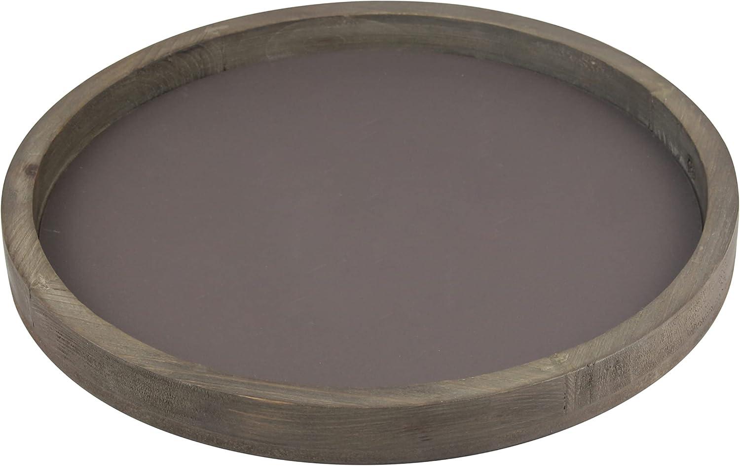 11.8" Rustic Round Wood Tray Brown - Stonebriar Collection