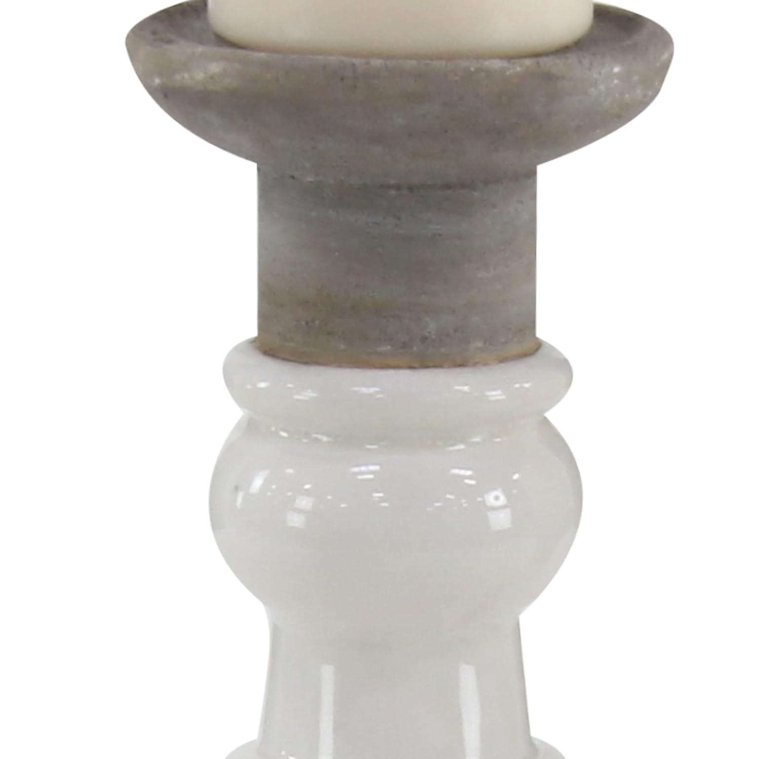 DecMode 16", 20"H Country Candlestick, White, 2 - Pieces