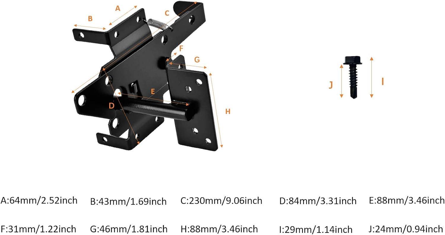 Heavy Duty Black Powder Coated Steel Gate Latch