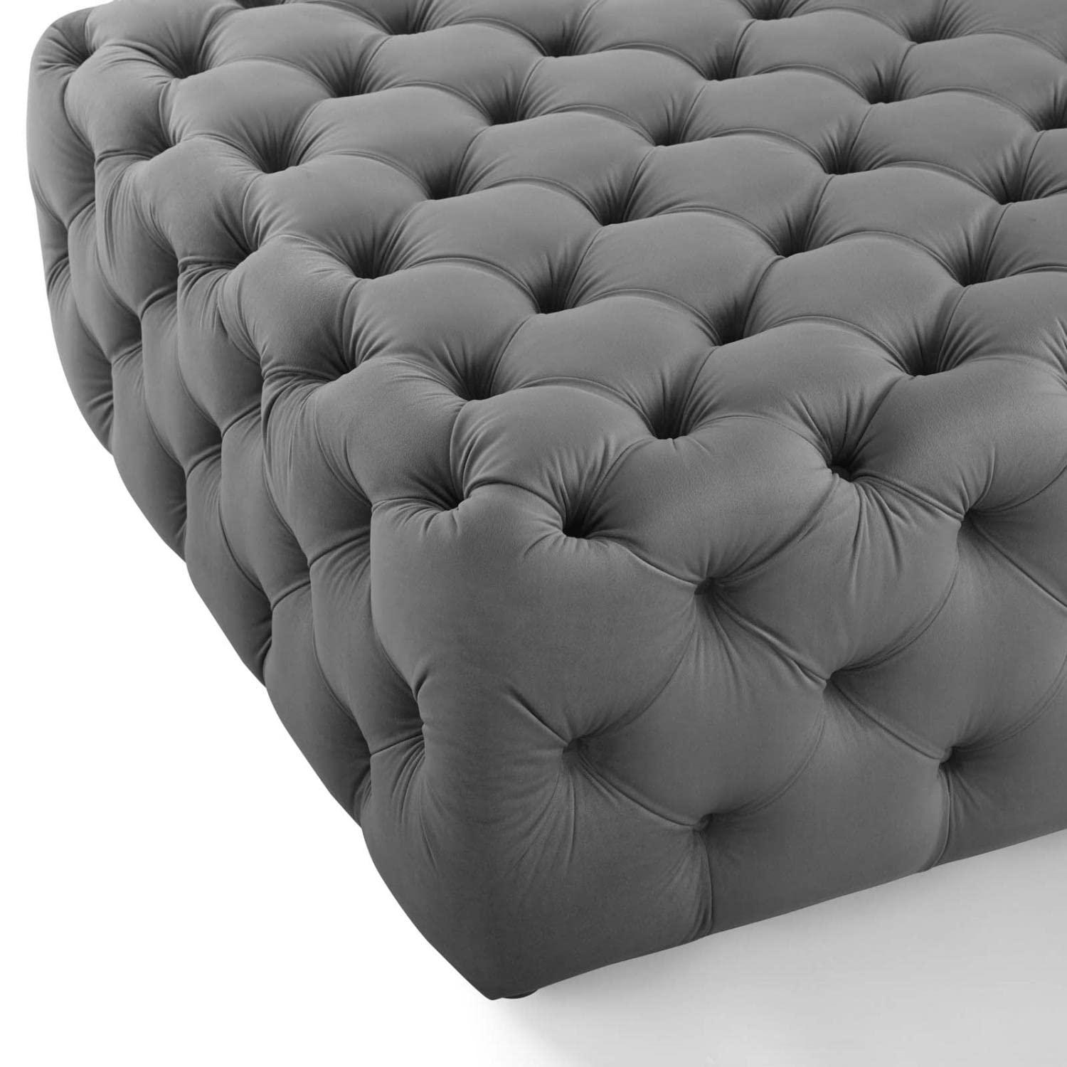 Modway Amour Tufted Button Round Performance Velvet Ottoman