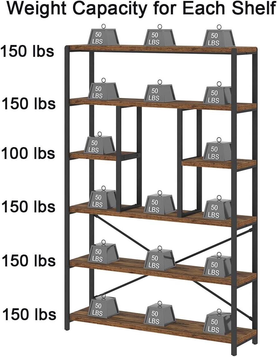Lantine 7-Tier L-Shaped Bookshelf, Modern Corner Book Display Shelving Unit