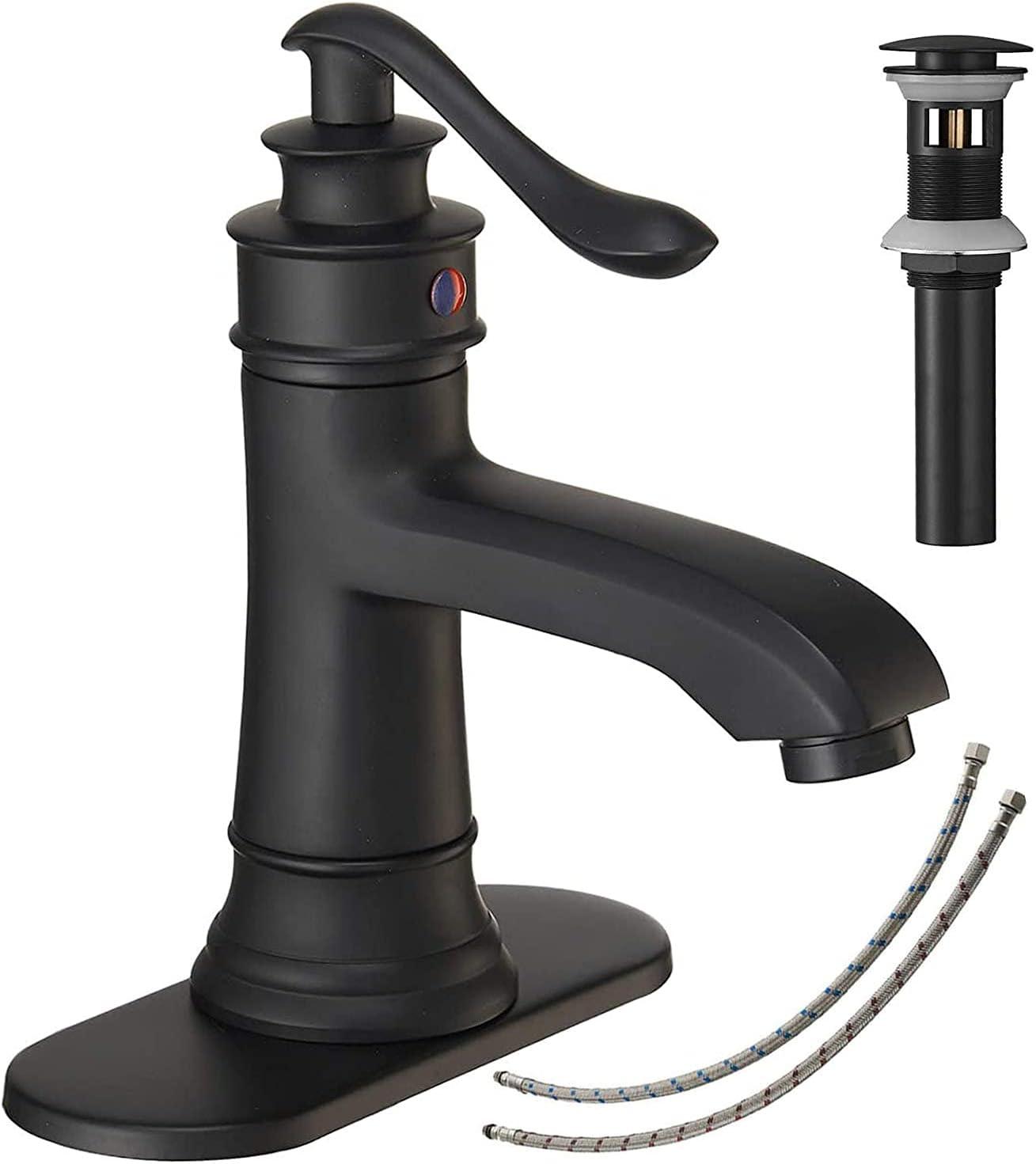 Single-Hole Single-handle Bathroom Faucet with Drain Assembly