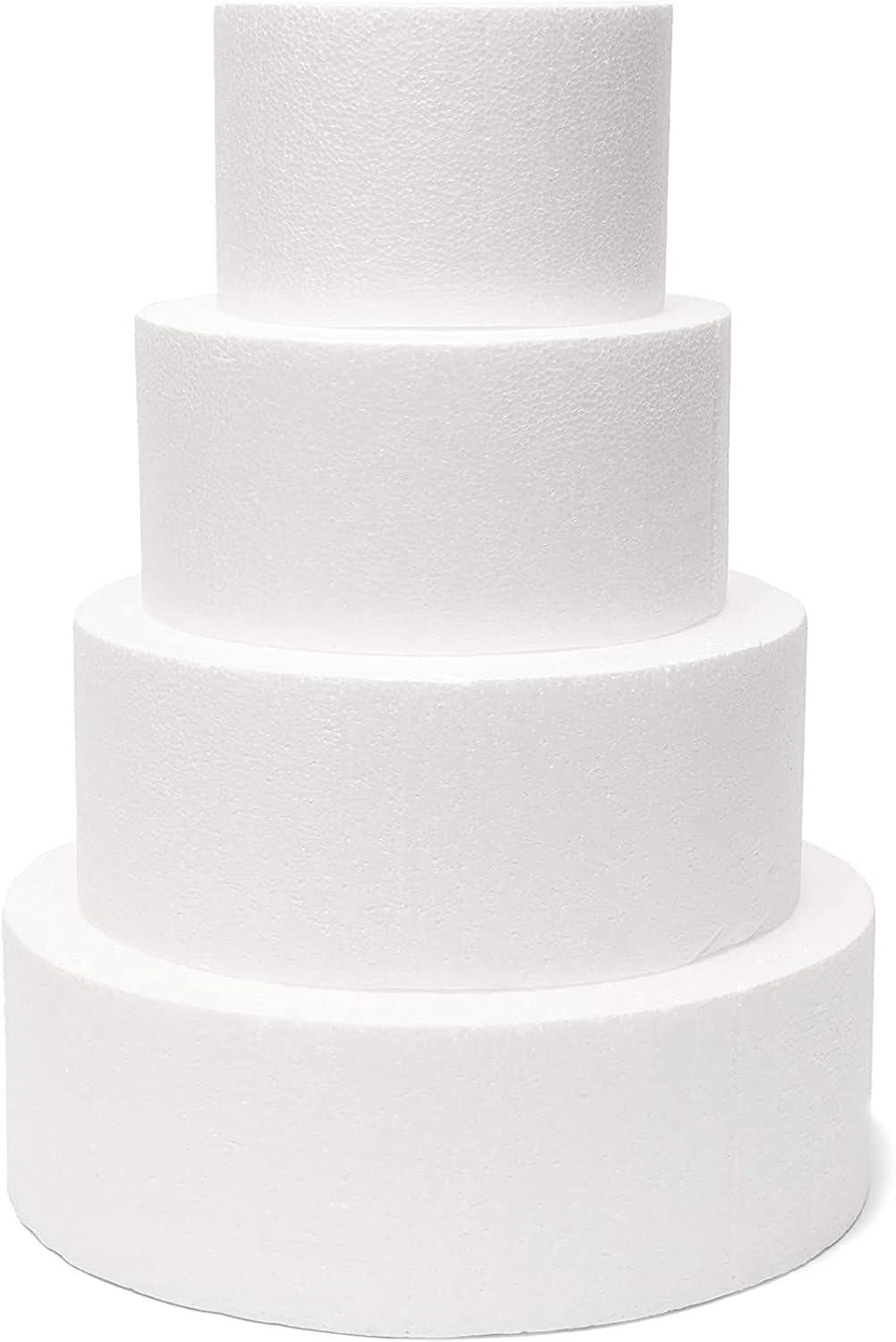 8 Inch Round Cake Dummy, Foam Cake Form (White, 8x4 Inches)