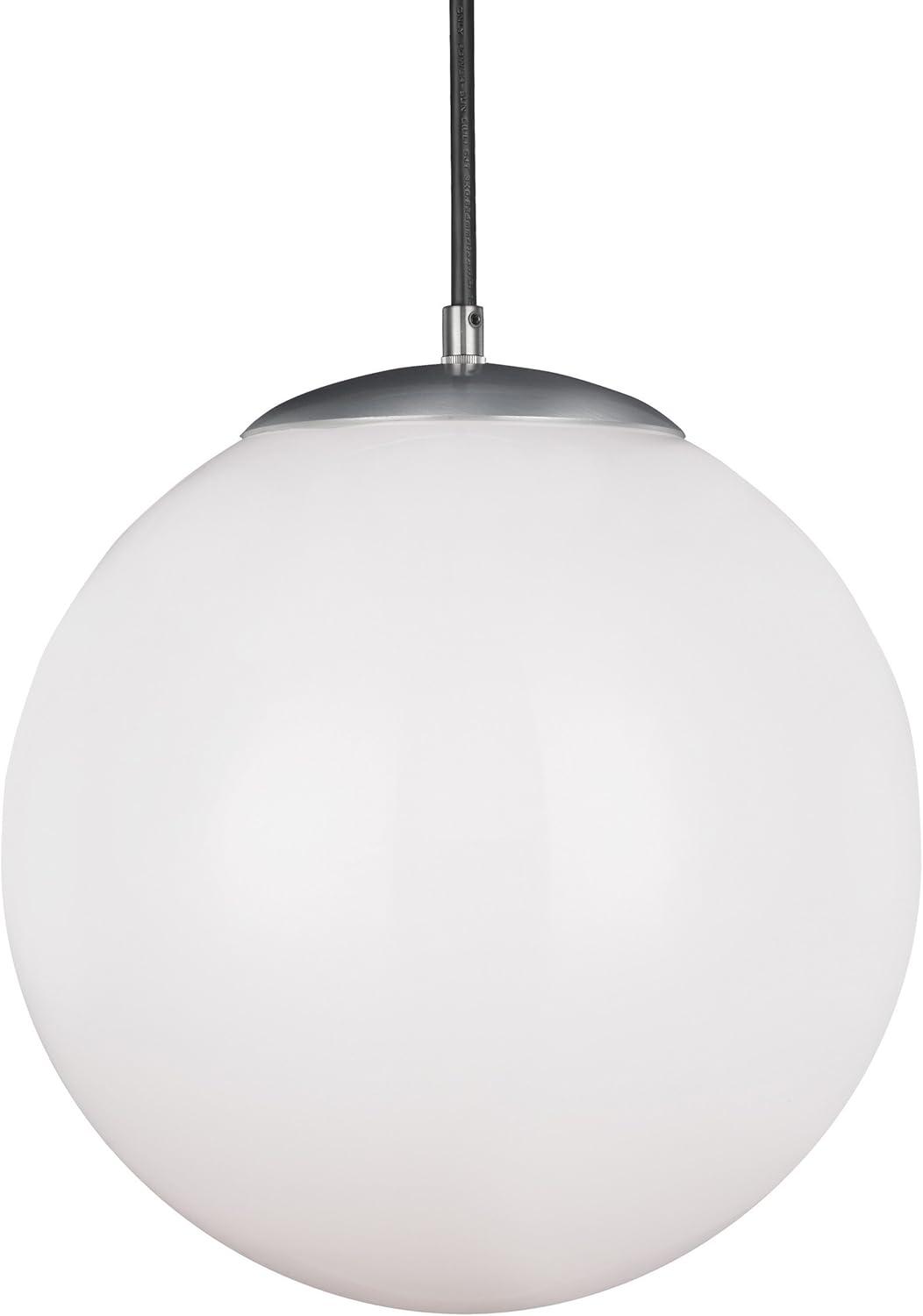 Leo Satin Aluminum Globe Pendant Light with White Diffuser