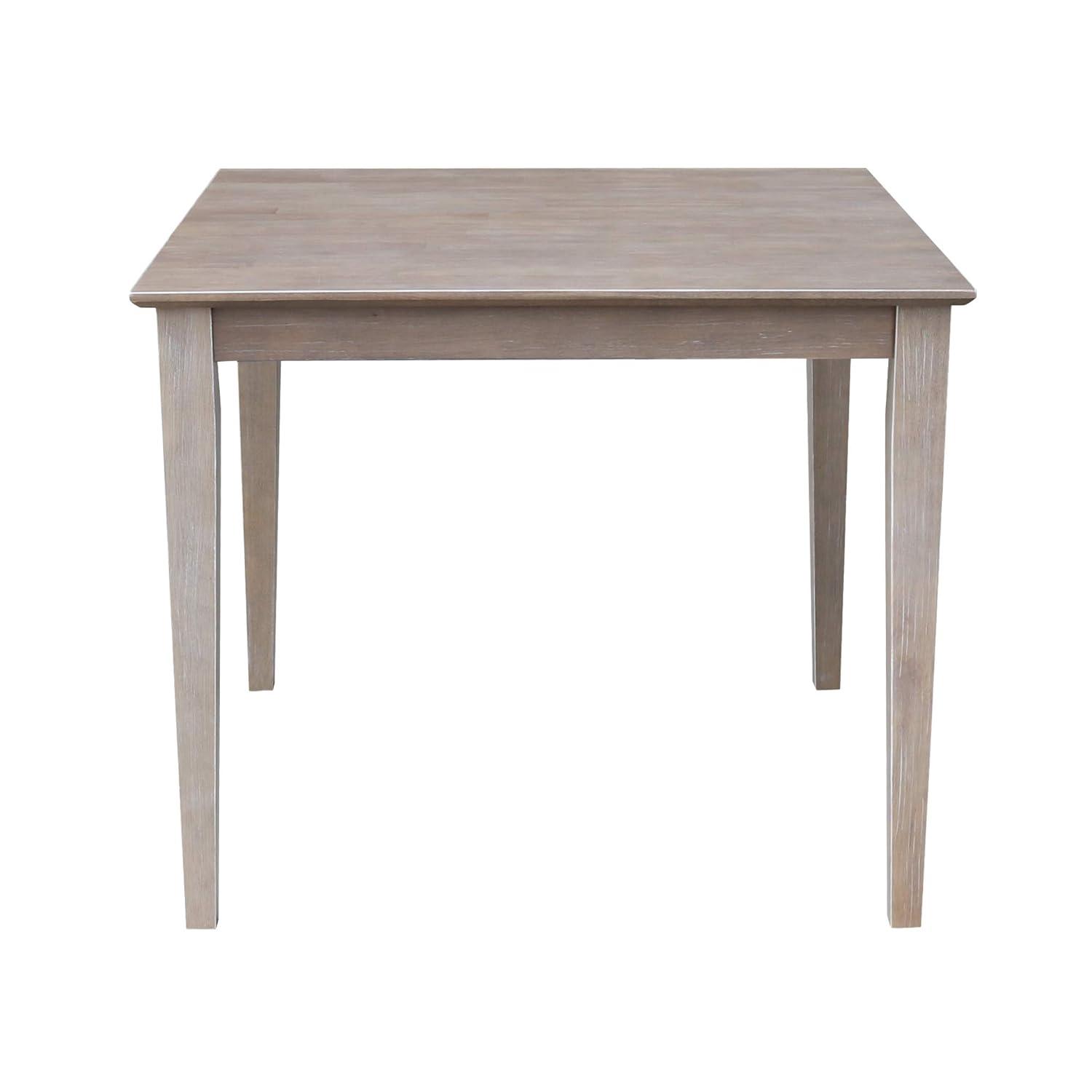 Solid Wood 30" X 30" Counter Height Table Washed Gray Taupe - International Concepts: Parawood, Square, Pedestal Base