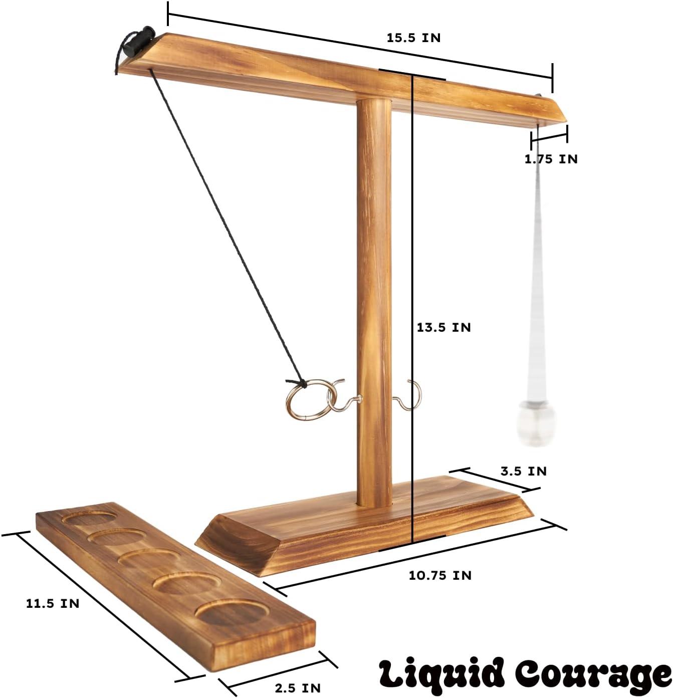 Large Wooden and Metal Ring Toss Game for Indoor and Outdoor Fun
