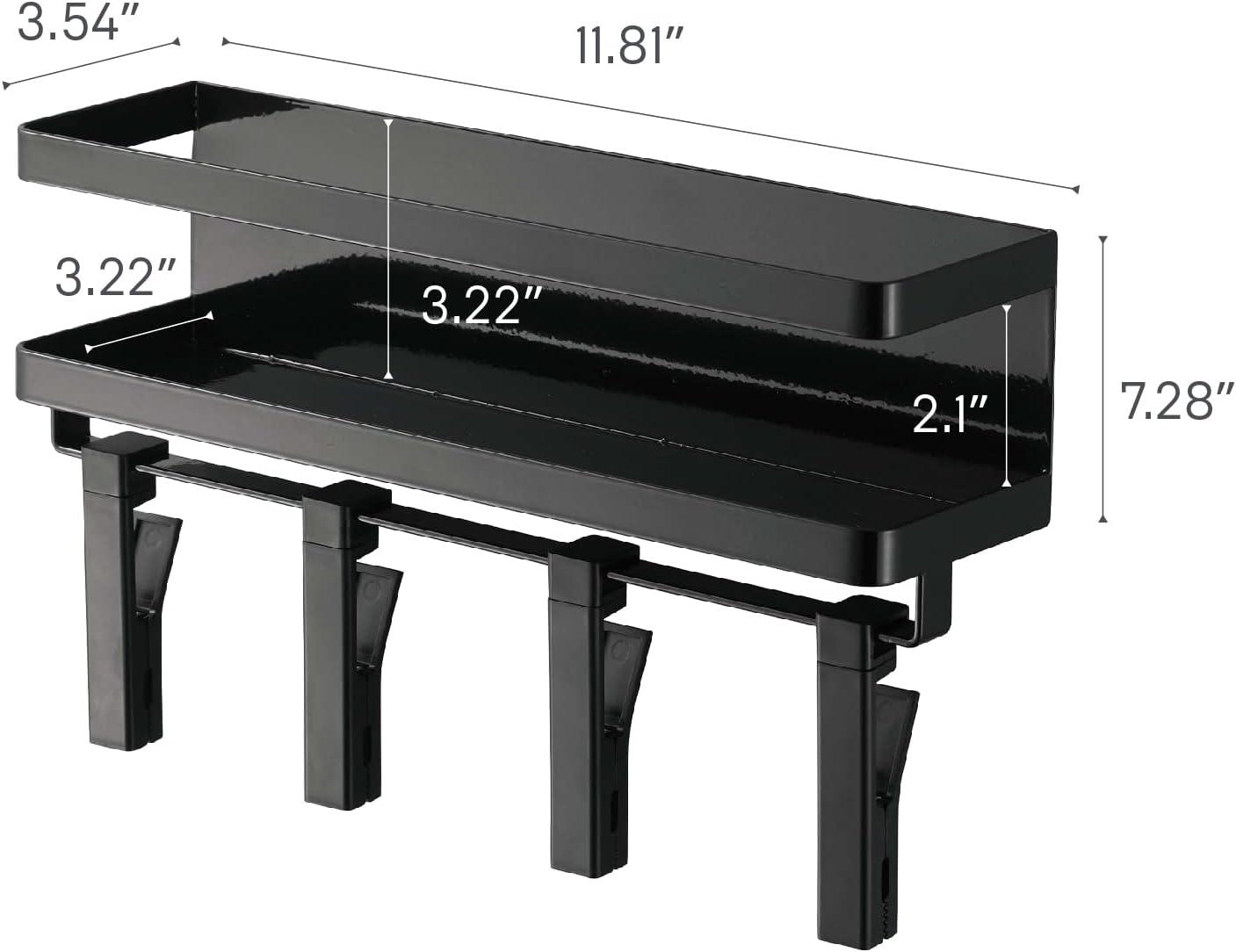 Yamazaki Home Magnetic Organizer with Clips, Black, Steel, Supports 4.4 pounds, Magnetic, No Assembly