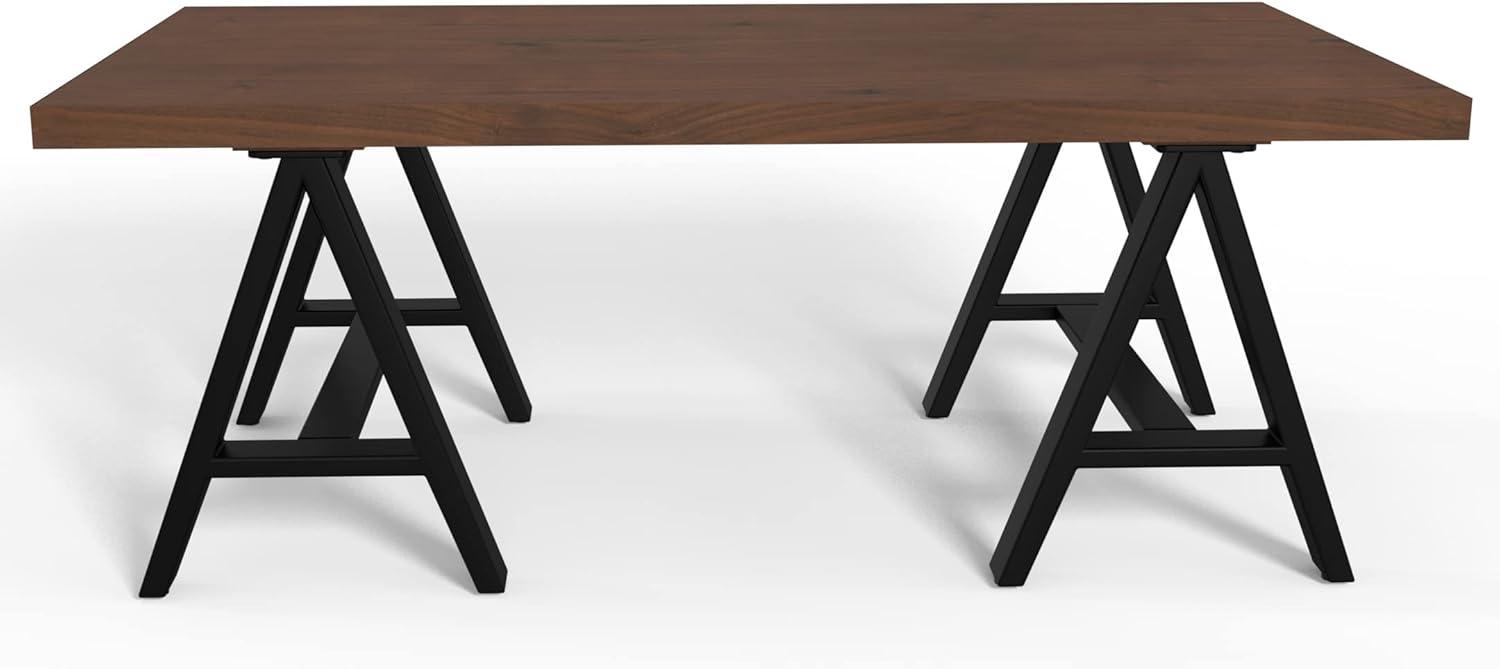 Sawhorse Industrial Solid Walnut Wood Coffee Table with Storage