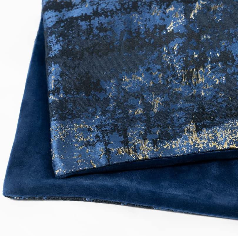 Navy and Gold Jacquard Velvet 20" Throw Pillow Cover