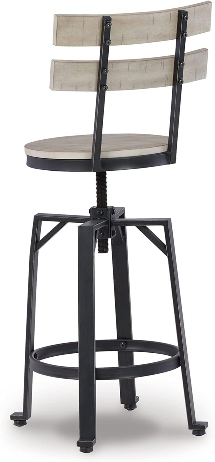 Adjustable Black Metal and Wood Swivel Bar Stool