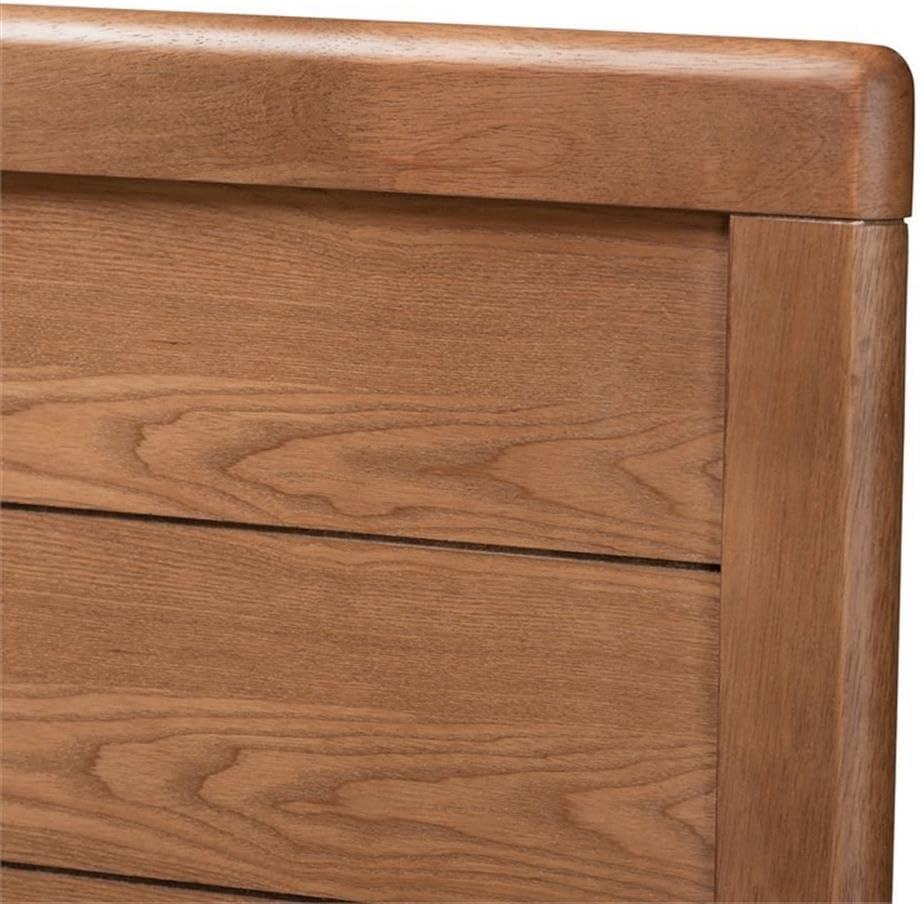 Baxton Studio Queen Seren Walnut Finished Wood Headboard Brown: Rubberwood Frame, No Box Spring Needed