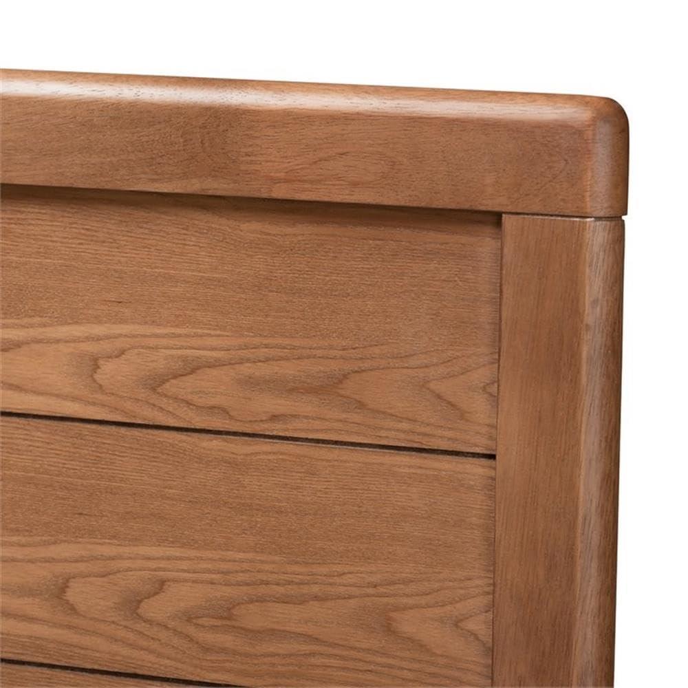Baxton Studio Queen Seren Walnut Finished Wood Headboard Brown: Rubberwood Frame, No Box Spring Needed