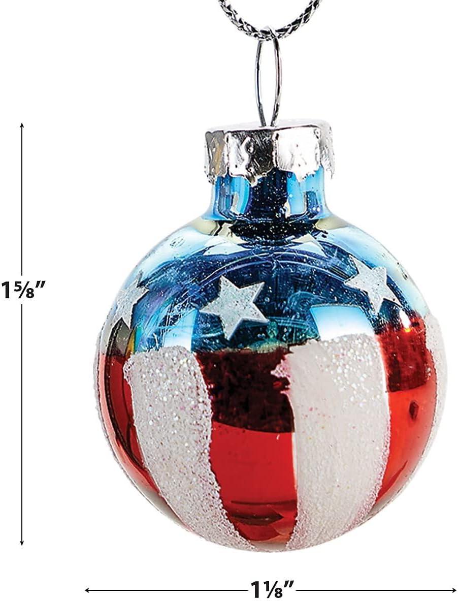 Current Americana Patriotic Glass Ornaments, Set of 12 Glass Decorations