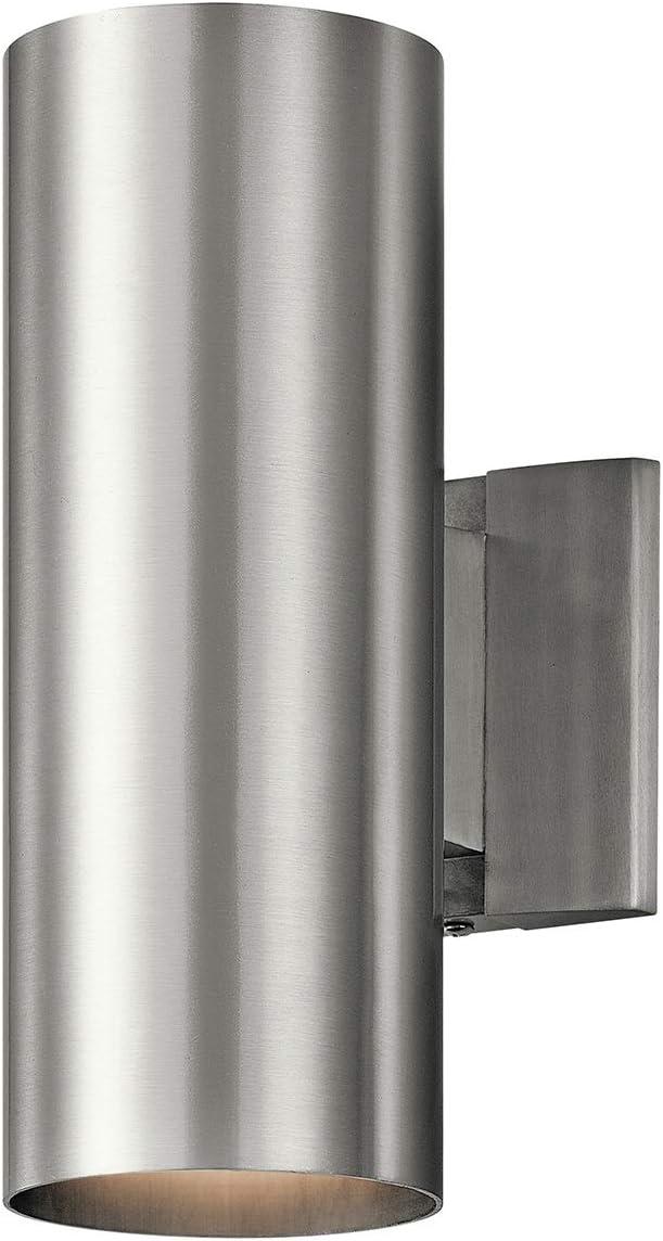 Brushed Aluminum 12" Modern Cylinder Wall Sconce