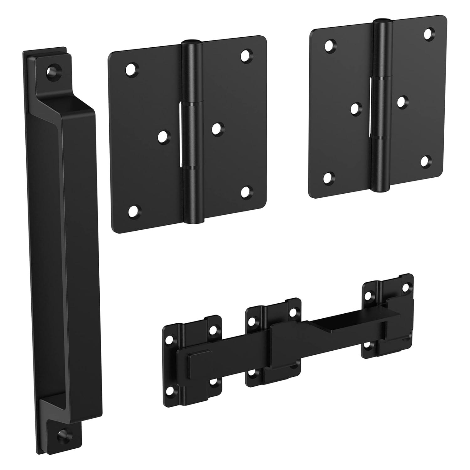 V1110 Modern Gate Kit (1 pull, 1 latch, 2 hinges) - Black