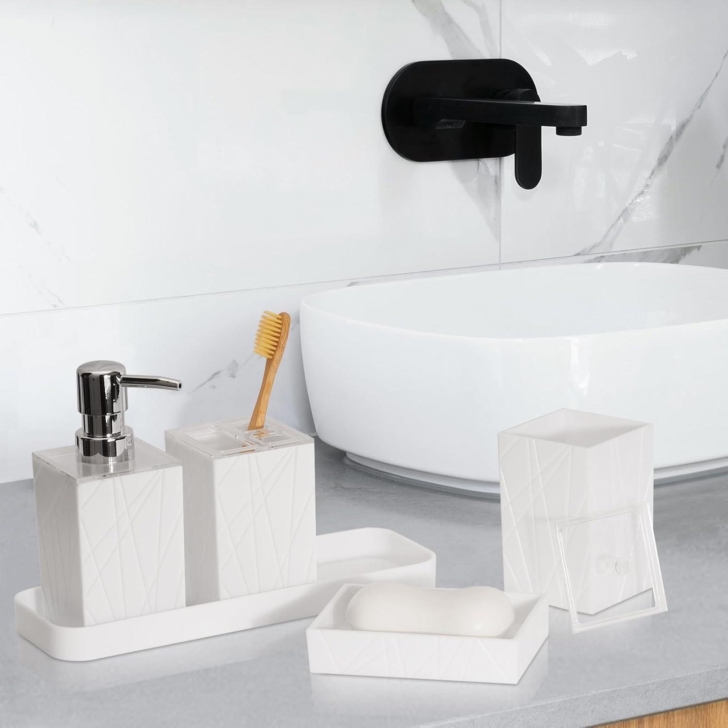 Home-Complete 6-Pc Bathroom Accessories Set, White