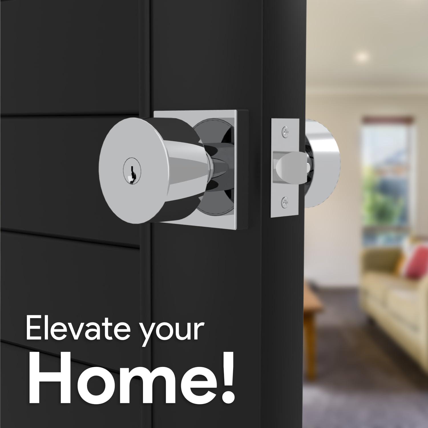 Mega Handles - SUANA Deadbolt I Entrance Deadbolt Lock - Heavy Duty Square Locking Deadbolt for Left or Right-Handed Doors - Interior/Exterior - Satin Nickel