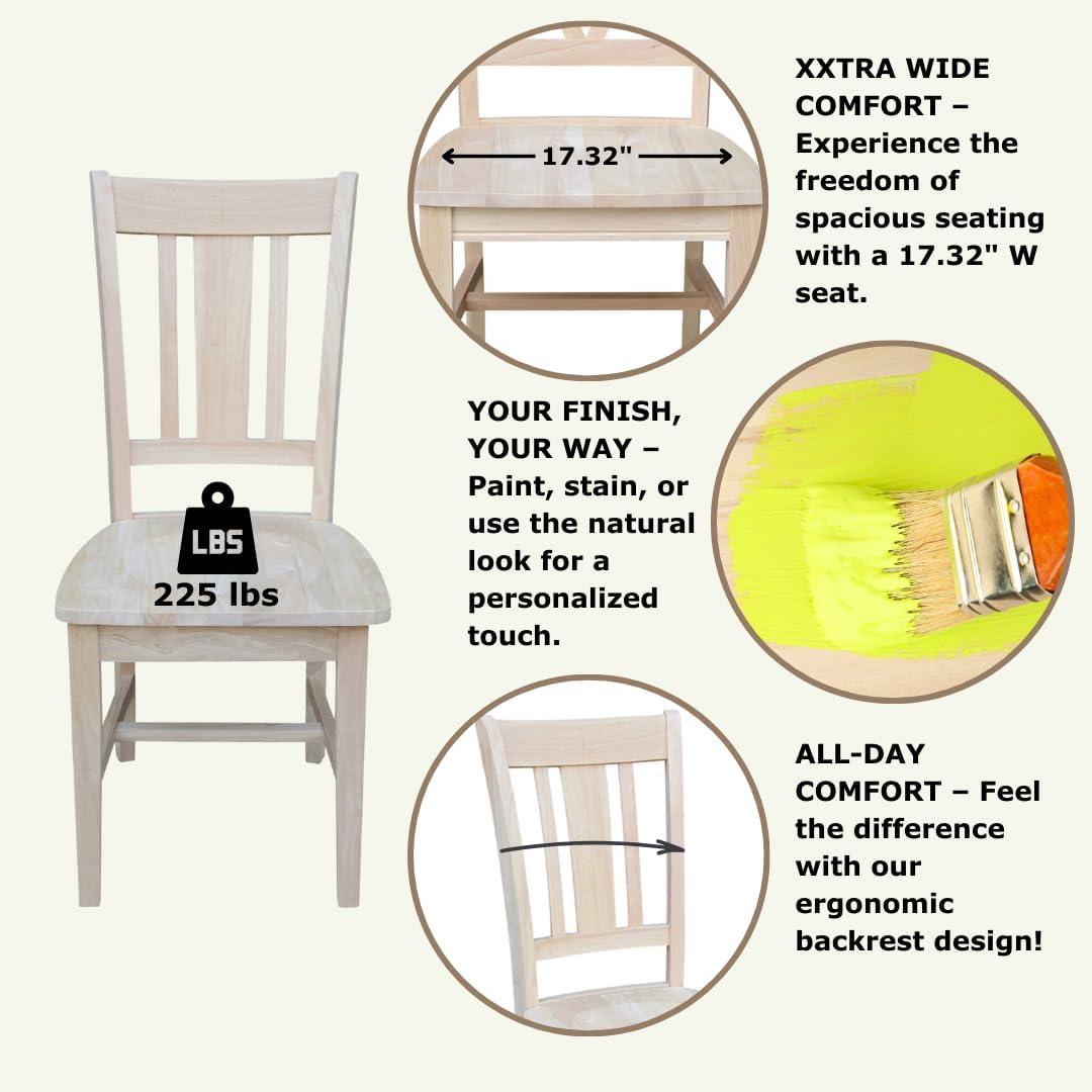 Set of 2 San Remo Splatback Chairs Wood - International Concepts: Solid Parawood, Unupholstered