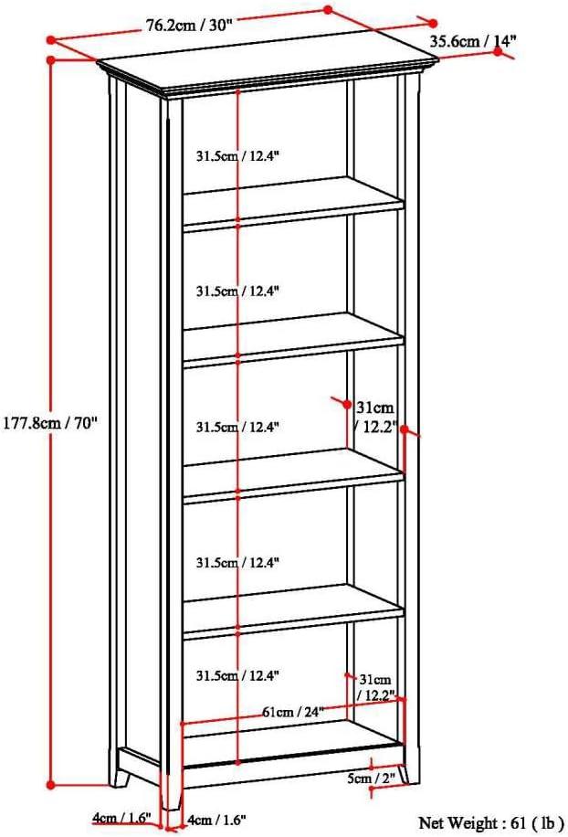 Distressed Grey Pine Adjustable 5-Shelf Bookcase