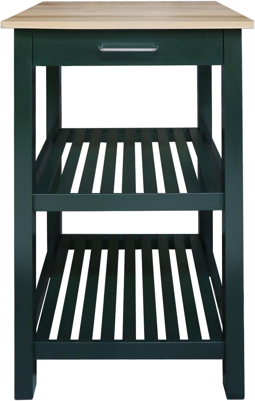 Sunrise Kitchen Island with Solid Wood Top, Hunter Green