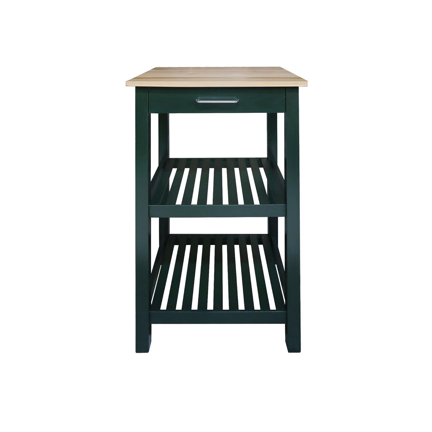 Sunrise Kitchen Island with Solid Wood Top, Hunter Green