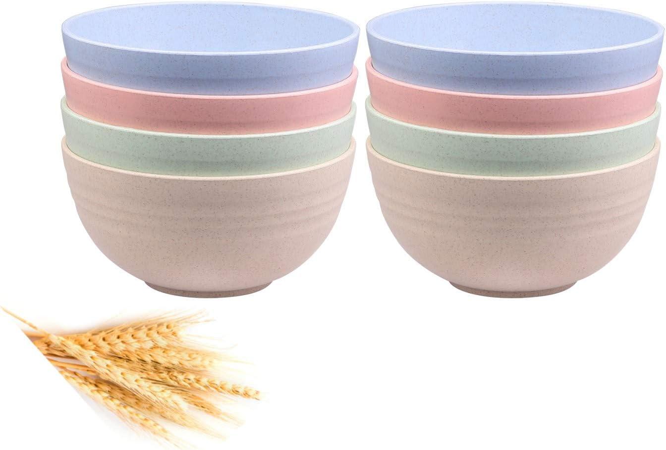 Unbreakable Cereal Bowls - 24 OZ Wheat Straw Fiber Lightweight Bowl Sets 8 - Dishwasher & Microwave Safe - for,Rice,Soup Bowls