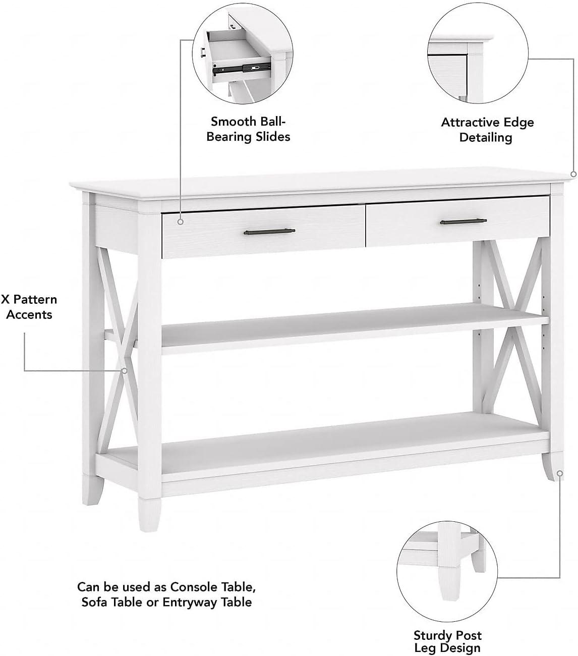 Bush Furniture Key West Console Table, Pure White Oak