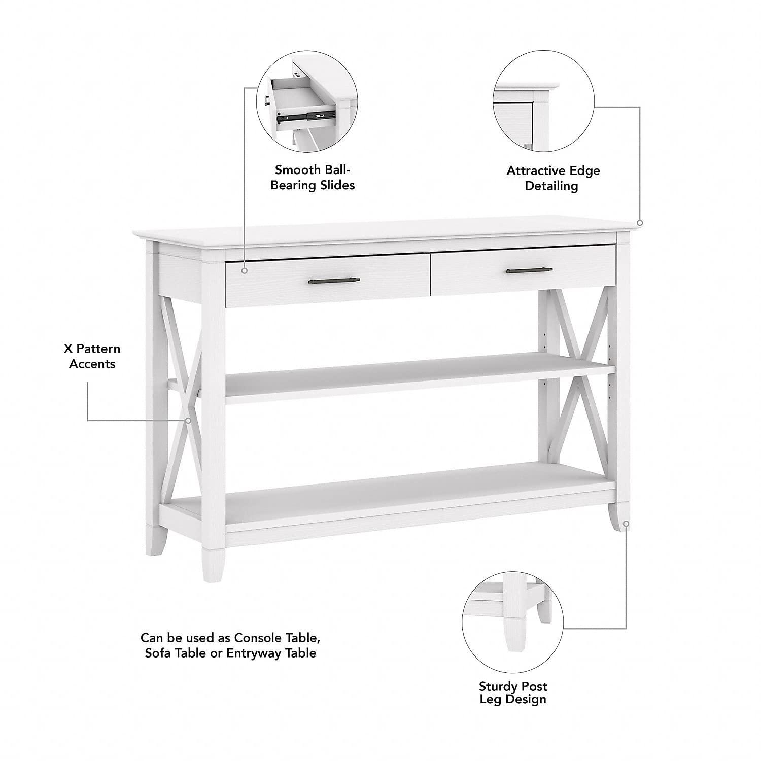 Bush Furniture Key West Console Table, Pure White Oak