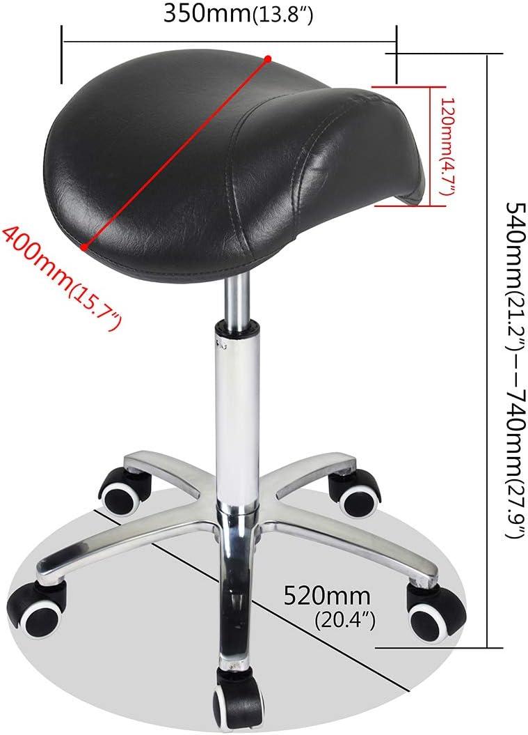 Antlu Saddle Stool Rolling Chair for Medical Massage Salon Kitchen Spa Drafting,Adjustable Hydraulic Stool with Wheels (Without Backrest, Black)