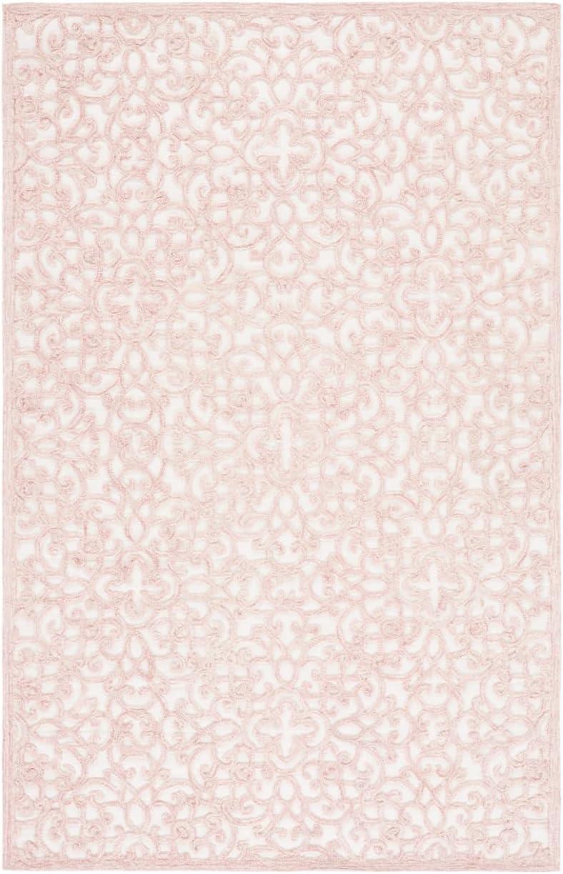 SAFAVIEH Trace Bryan Geometric Area Rug, Ivory/Pink, 6' x 9'