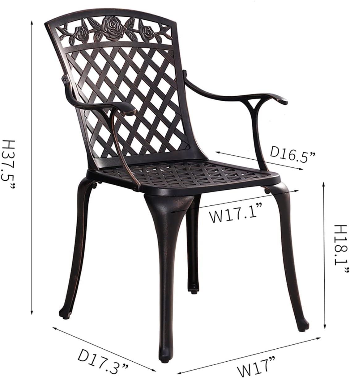 Bronze Cast Aluminum Outdoor Dining Armchairs, Set of 2