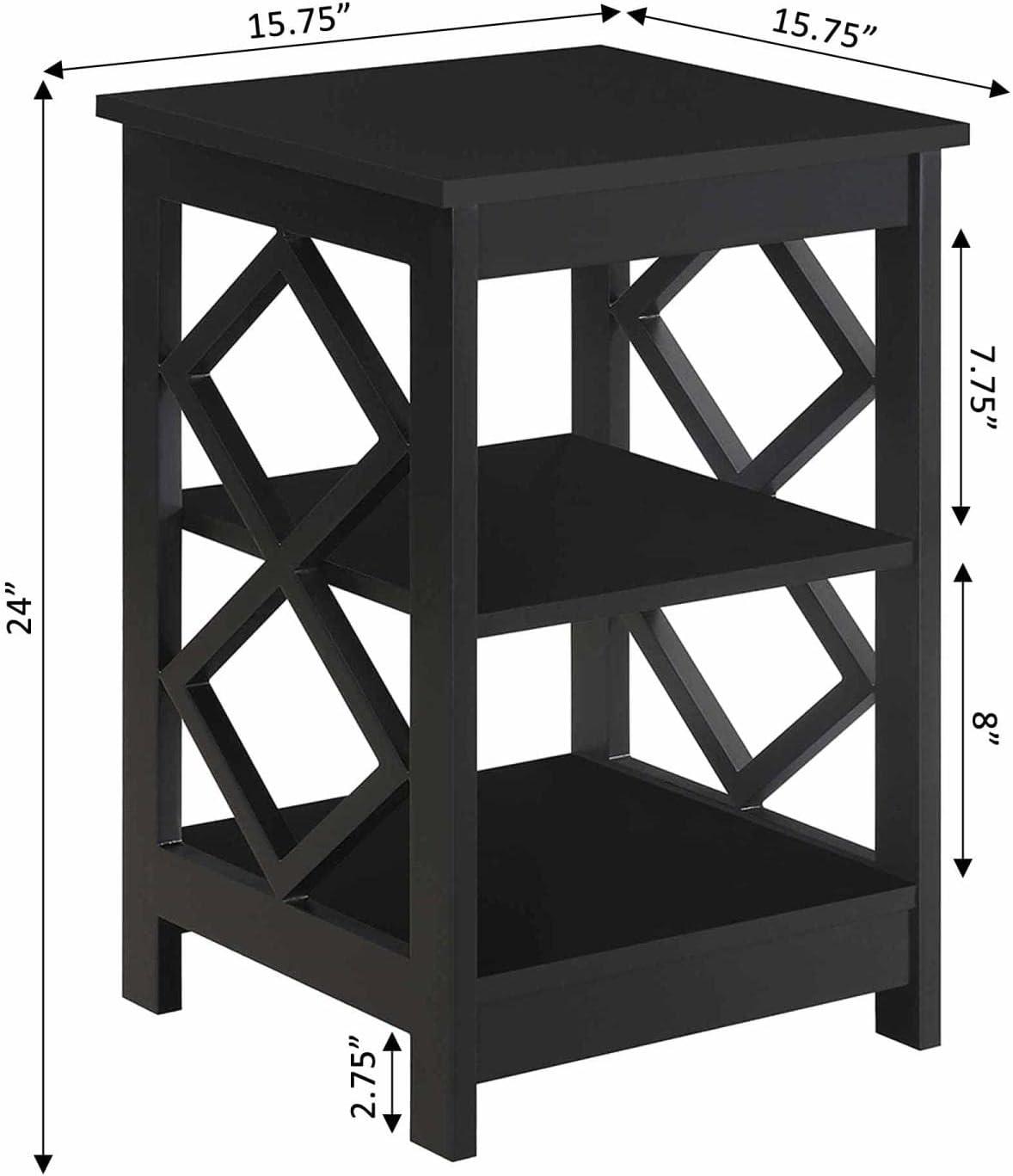 Black Diamond Cut-Out 3-Tier End Table