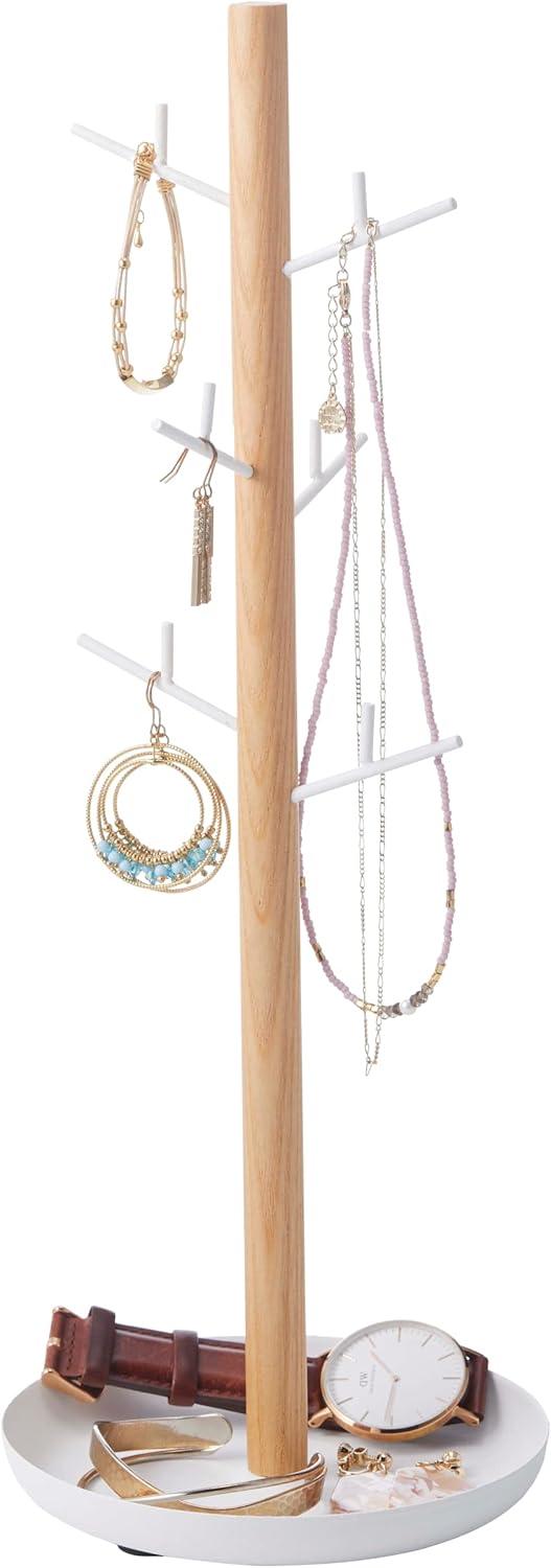 Tosca Yamazaki Home 4-Tier Accessory Tray, Jewelry Holder & Storage Organizer, Steel + Wood, Handles