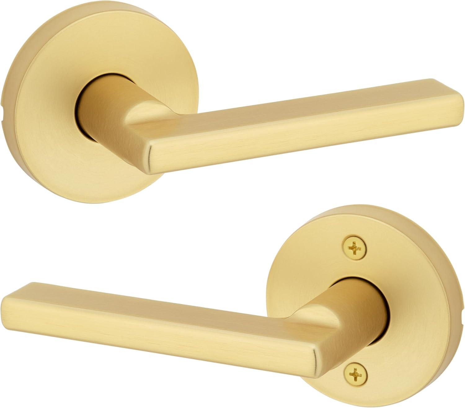 Satin Brass Contemporary Passage Door Handle Lever