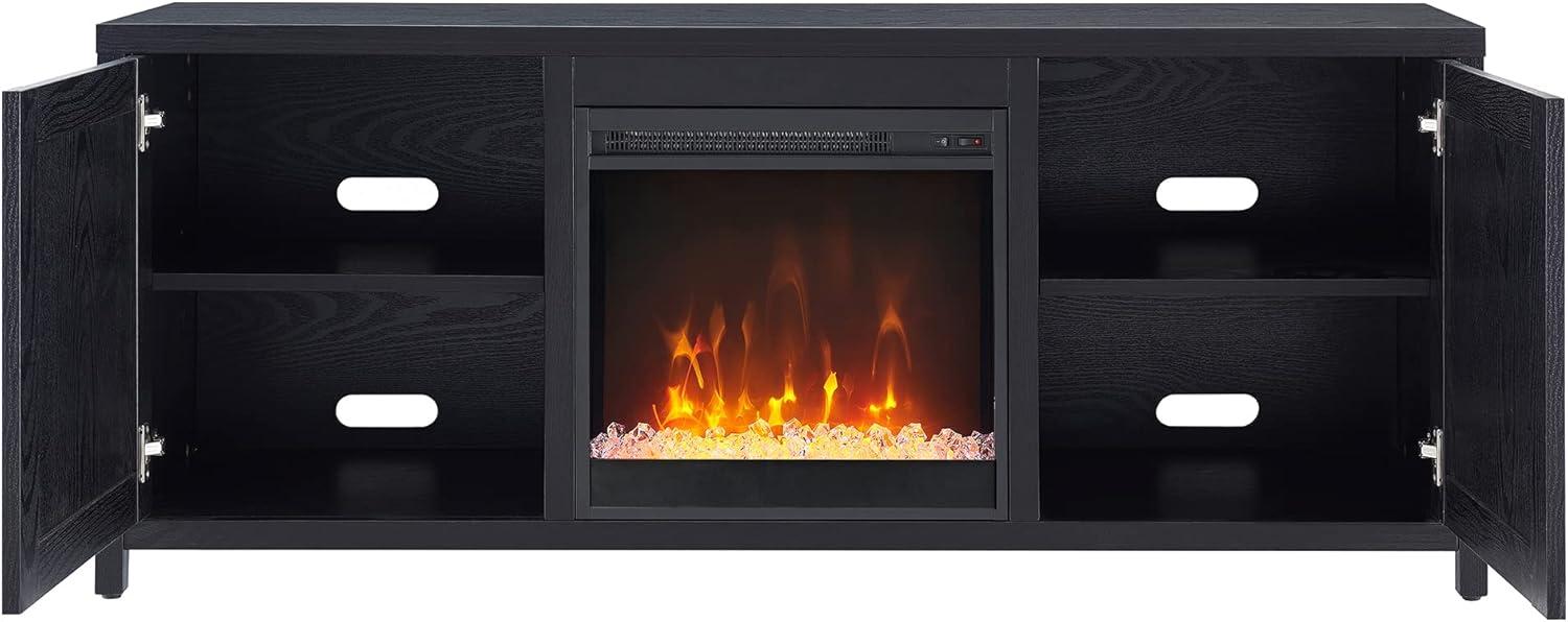 Evelyn&Zoe Granger Rectangular TV Stand with Crystal Fireplace for TV's up to 65", Black