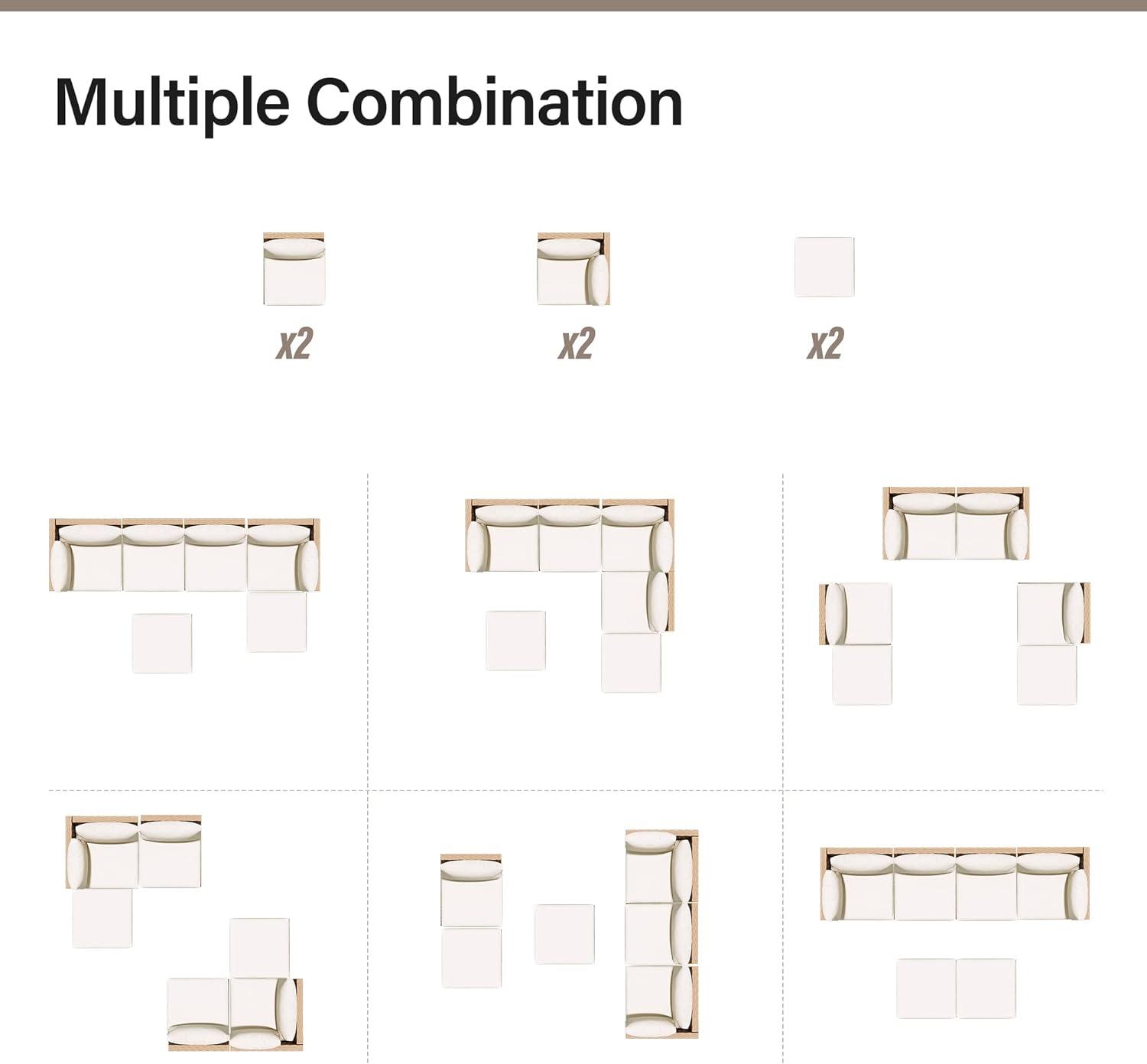 LAUSAINT HOME 6-Piece Patio Furniture Set, Outdoor Sectionals with 4 Chairs, 2 Ottomans and Plush Beige Cushions