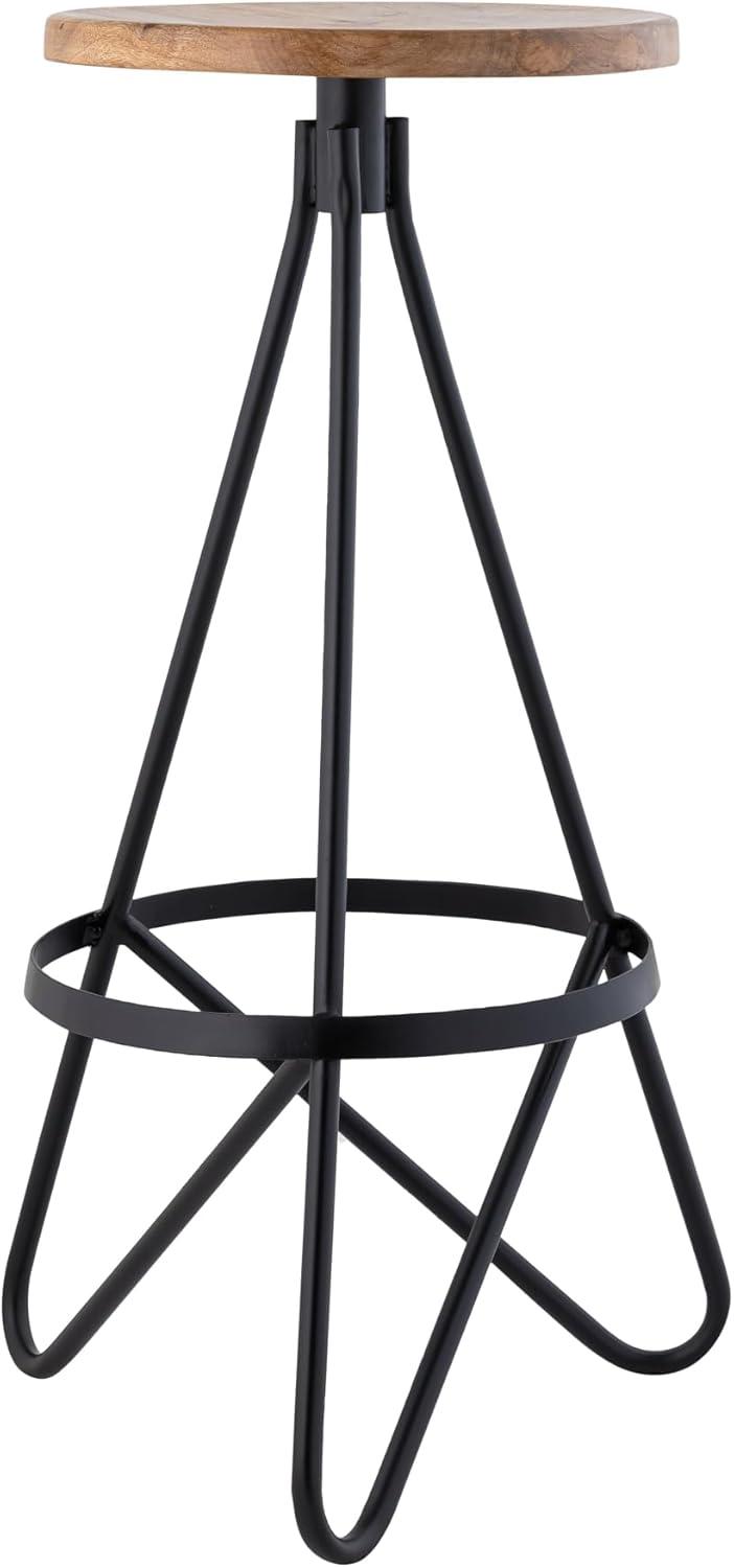 JONATHAN Y Spiroa Modern Industrial Metal Backless Circular Bar Stool