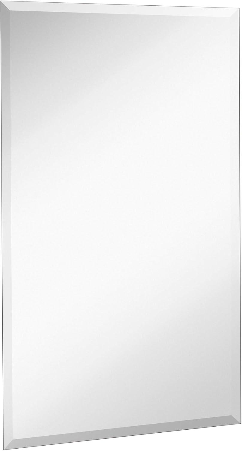 Hamilton Hills New Frameless Lightweight Beveled Mirror 30" x 40 Wall Mirror for Bathroom Vanity with Bevel