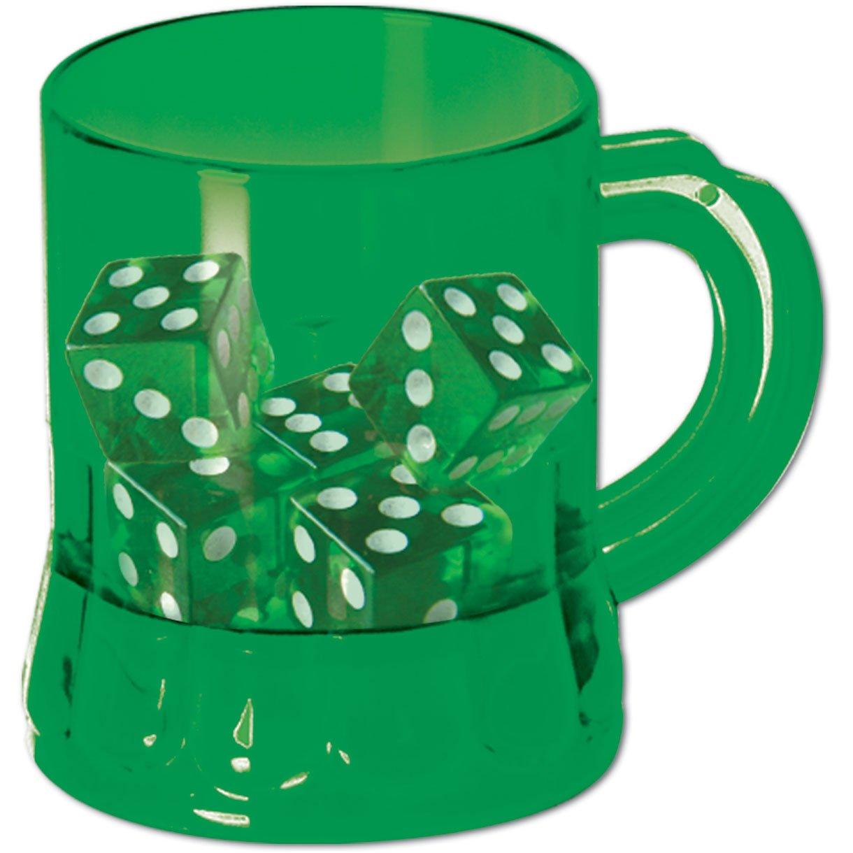 Green Plastic St. Patrick's Day Mug with Dice Set