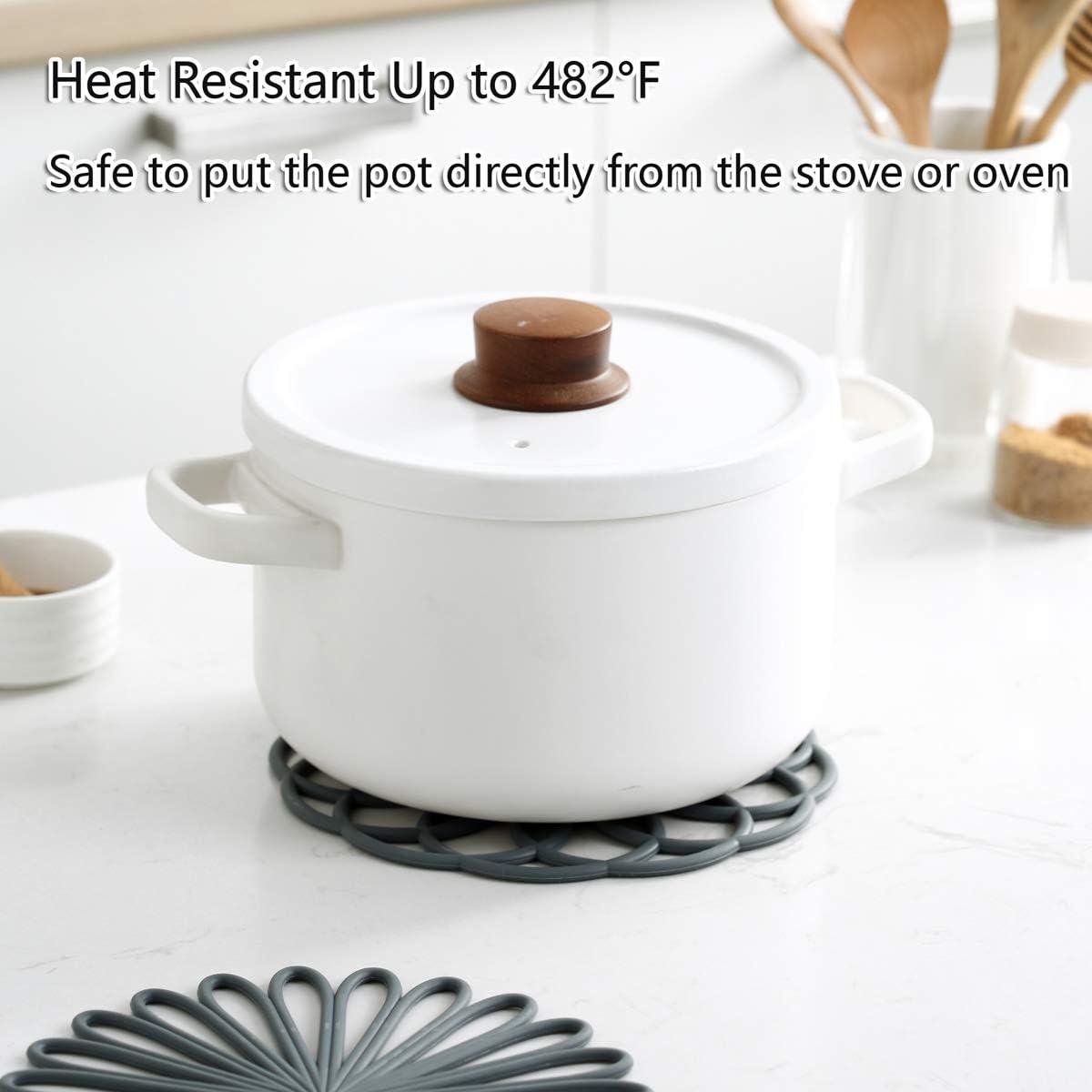 3Pcs Silicone Trivet Mat 7.9inch Anti-Slip Heat-Resistant Hot Pad Set Hollow Flower Shape Non-Stick Decorative Mat for Home Kitchen