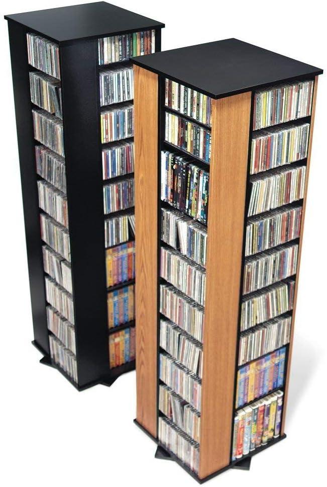 4 Sided Spinning Media Storage Black - Prepac: Holds 1040 CDs, 476 DVDs, Adjustable Shelves