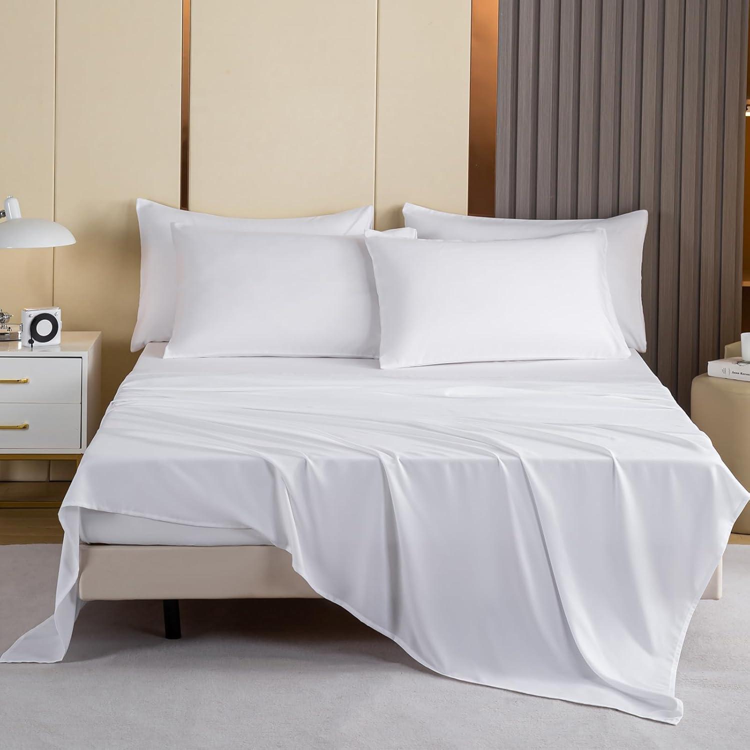 Lavisun Twin Flat Sheets Only, 6 Pack Soft Brushed Microfiber Bedding Sheets for Hotel, Massage, Hospital, Home, Dorm, Bulk Flat Sheets Only Twin Size (White)