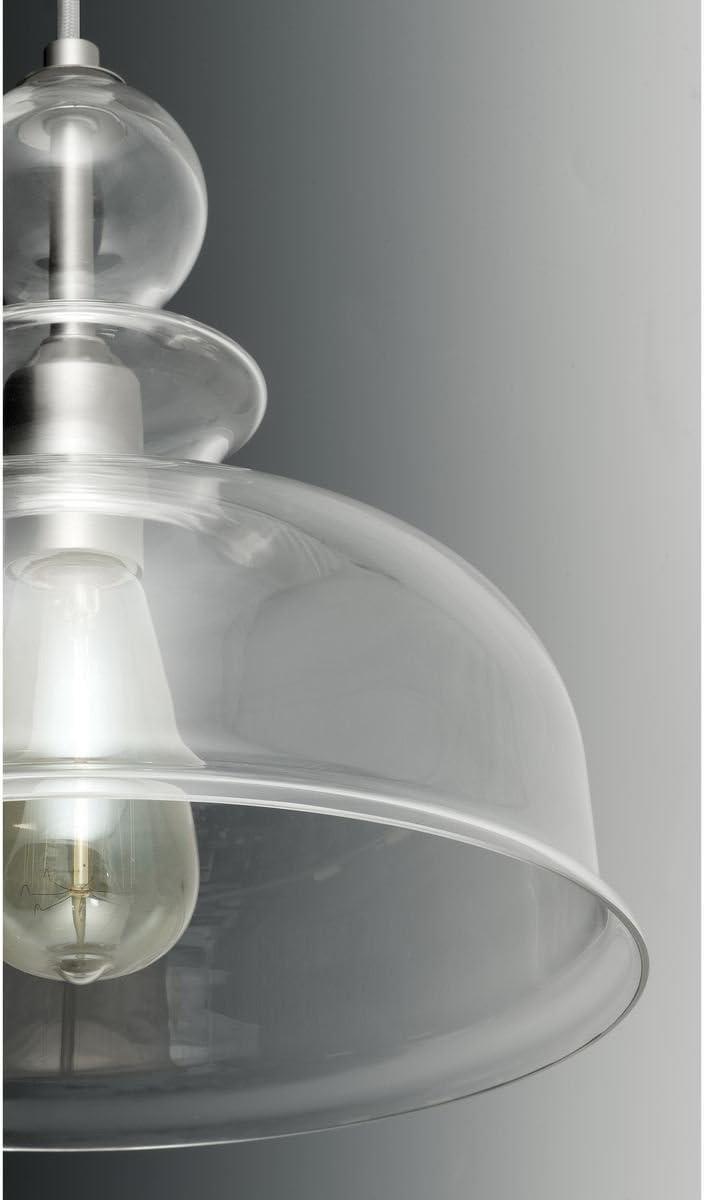 Staunton 20" Brushed Nickel & Clear Glass Drum Pendant Light