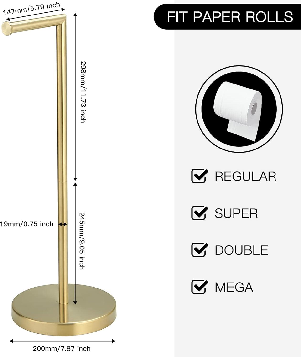 Brushed Gold Freestanding Stainless Steel Toilet Paper Holder