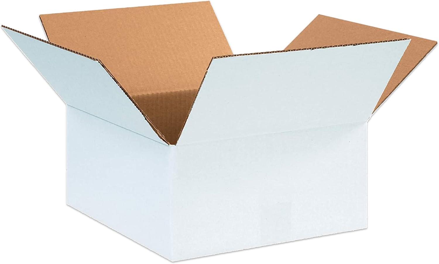 SSBM White Corrugated Boxes - 12 x 12 x 6", ECT-32, Shipping Moving Packing Box, 25/Bundle